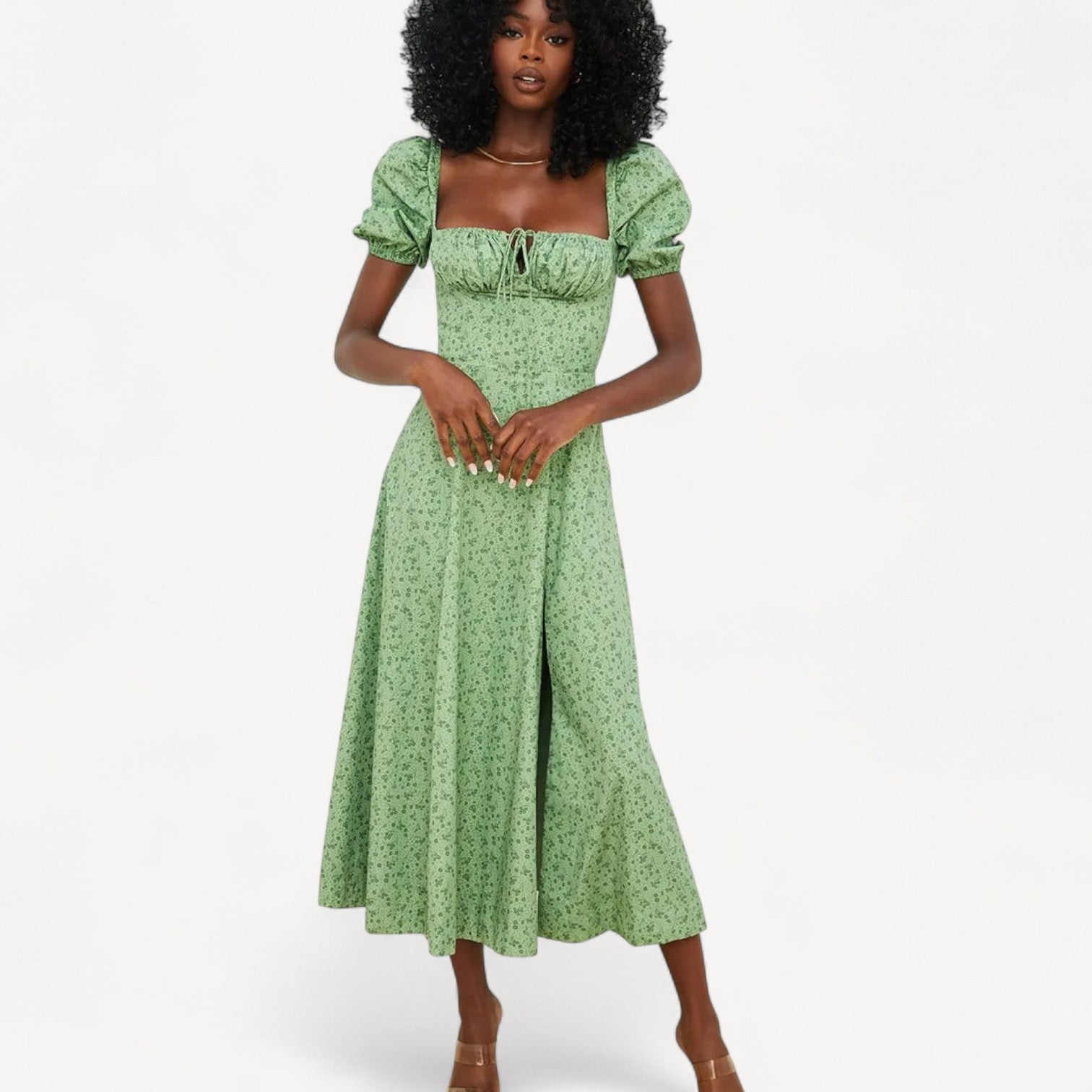 Puff Sleeve Midi Dress