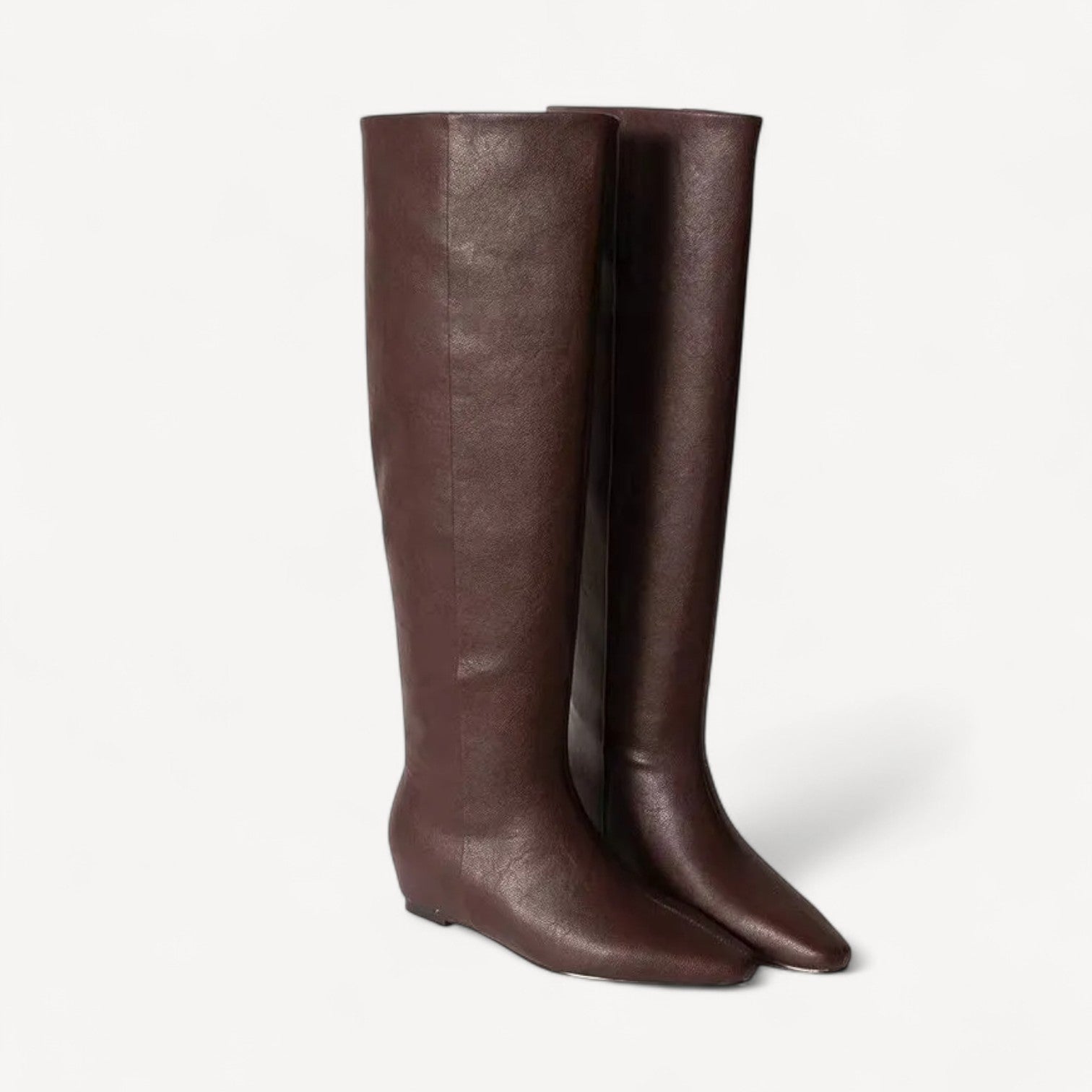 Flat Wedge Leather Boots