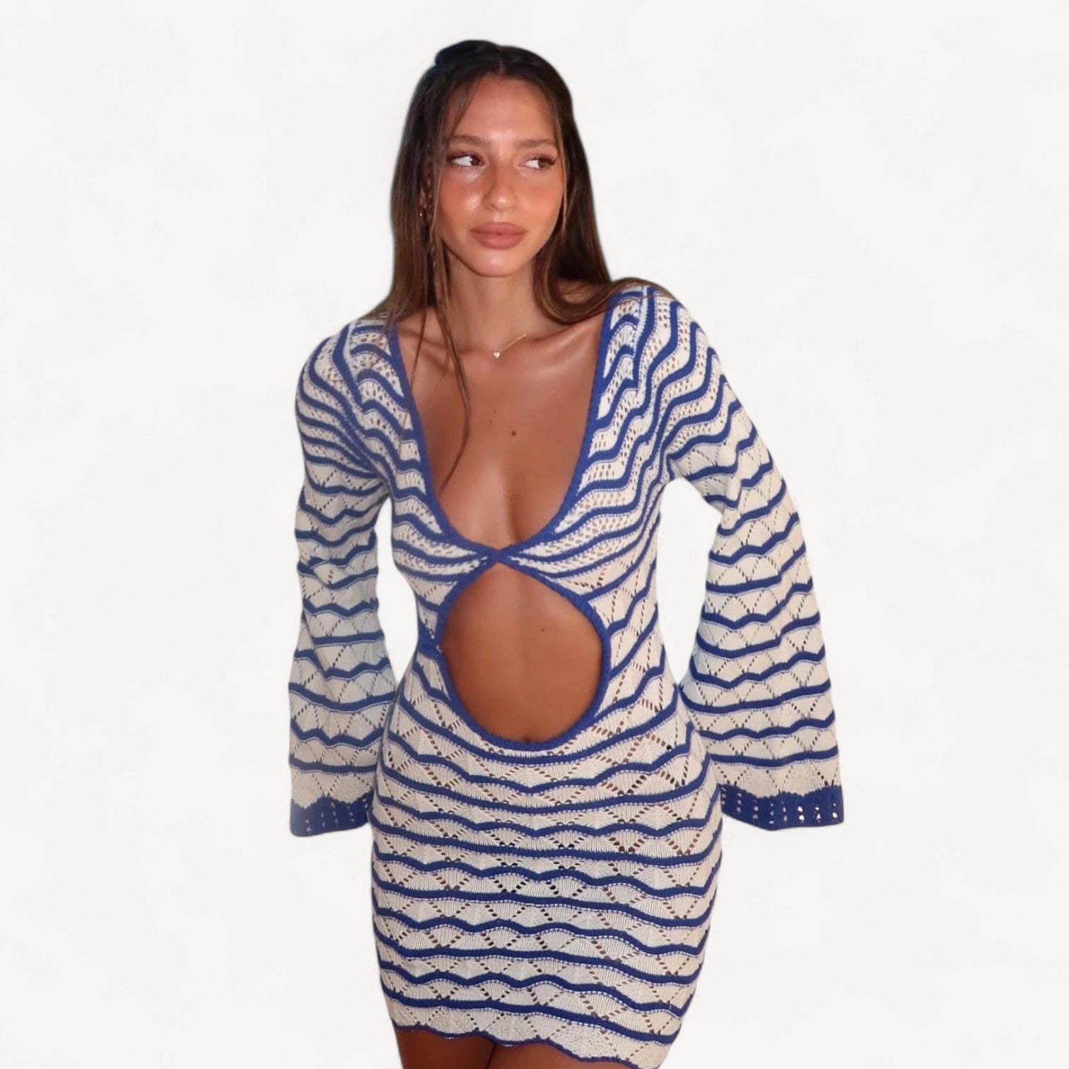 Blue White Crochet Dress
