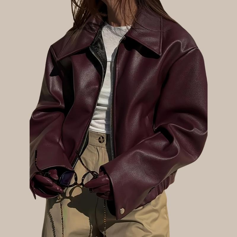 AMELIA – RETRO OVERSIZED LEATHER-LOOK JACKET