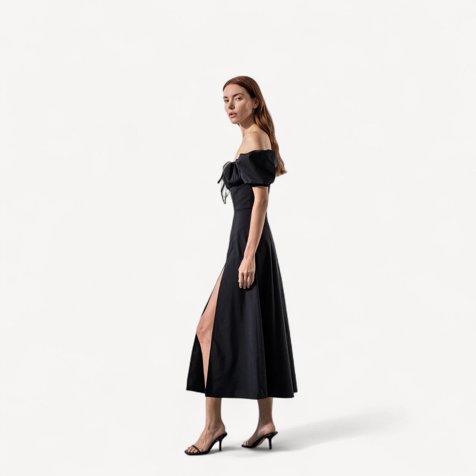 Puff Sleeve Midi Dress