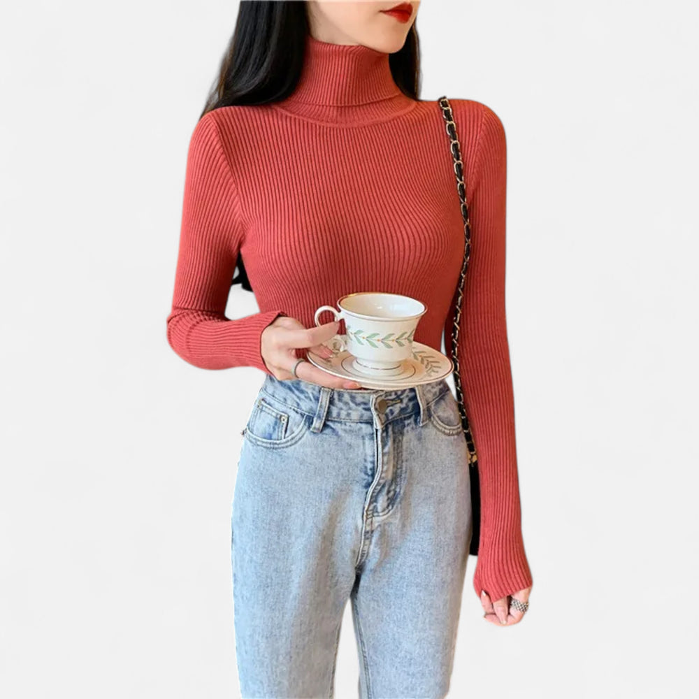 Ribbed Mock Neck Top