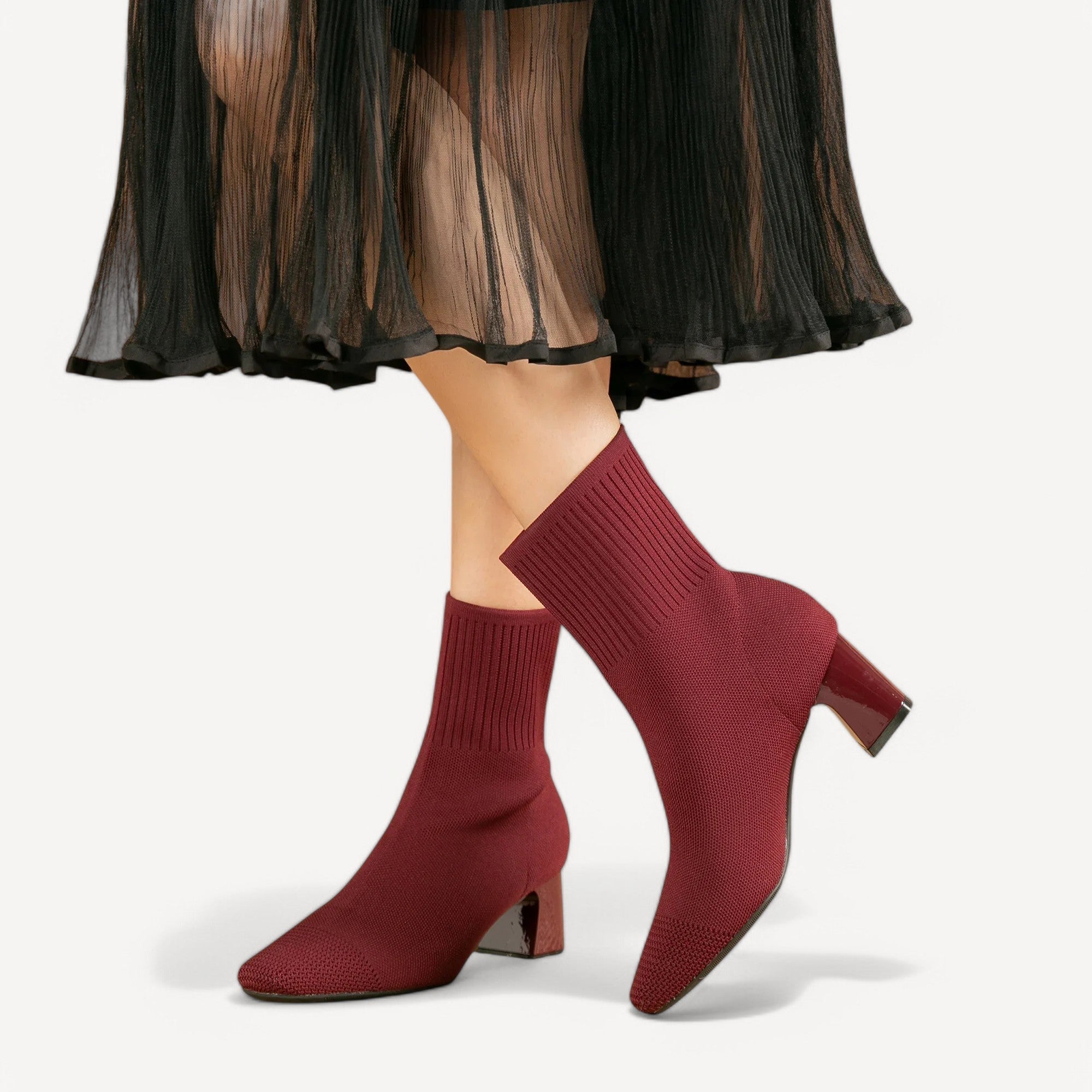 Knit Heeled Ankle Boots