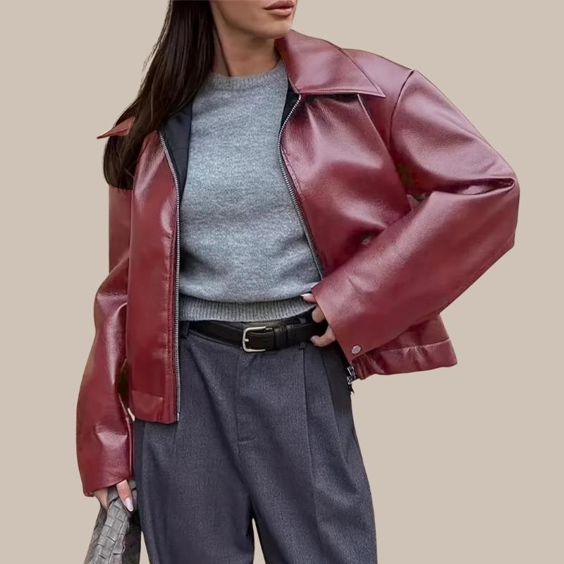 AMELIA – RETRO OVERSIZED LEATHER-LOOK JACKET