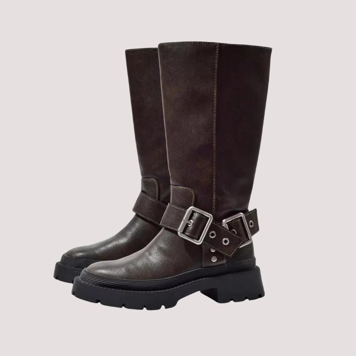 Women's Buckle Strap Knee-High Boots
