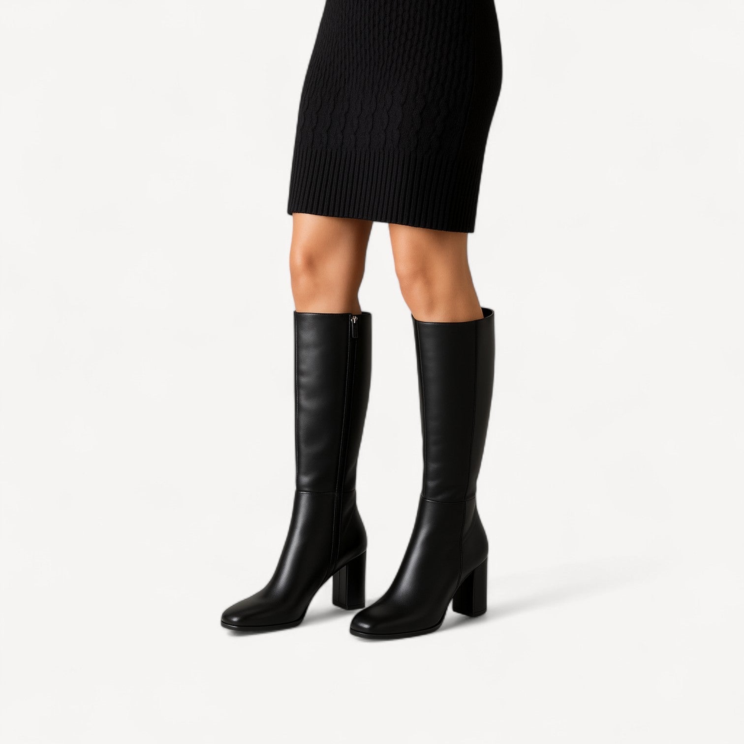 Side Zipper Leather Boots