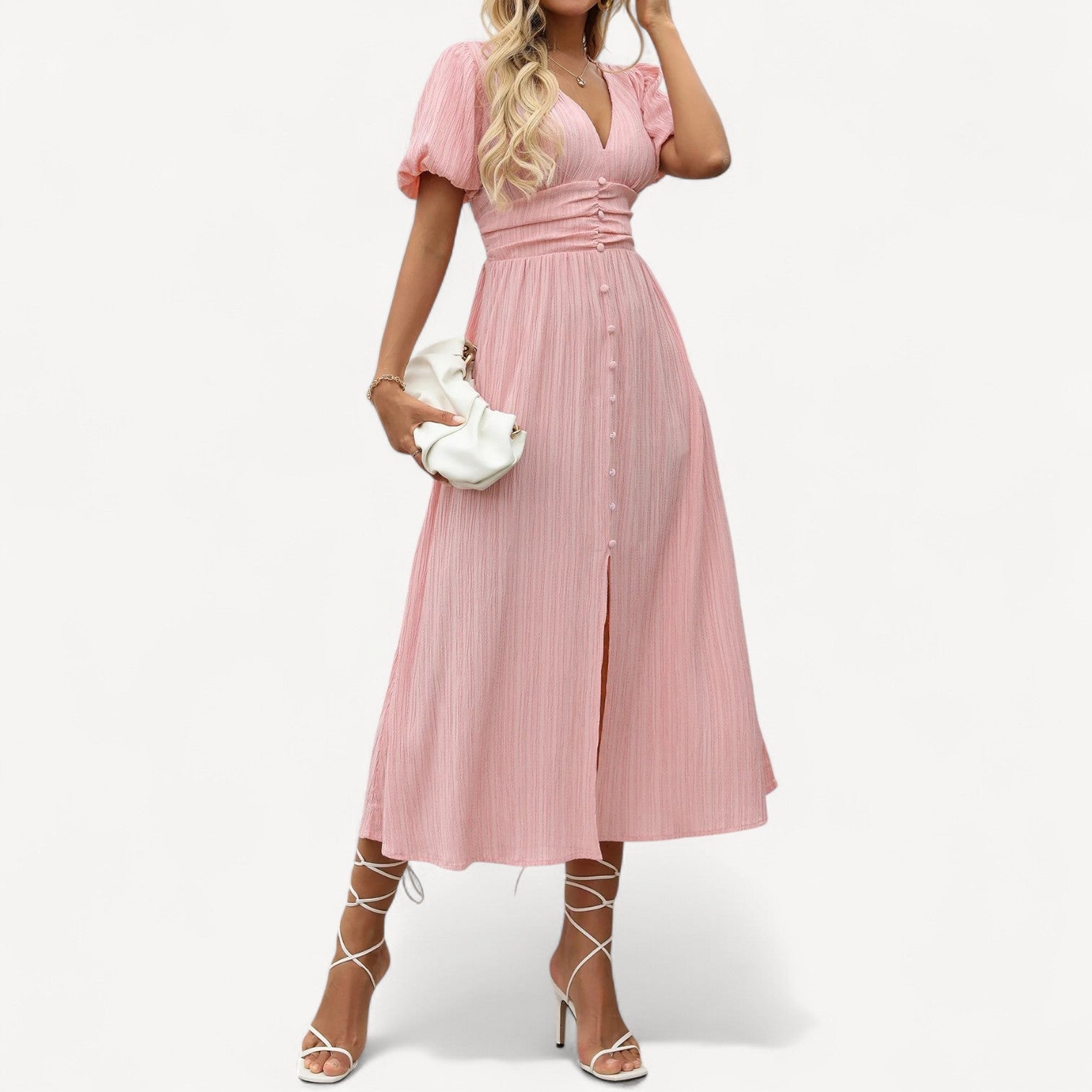 Puff Sleeve Midi Dress