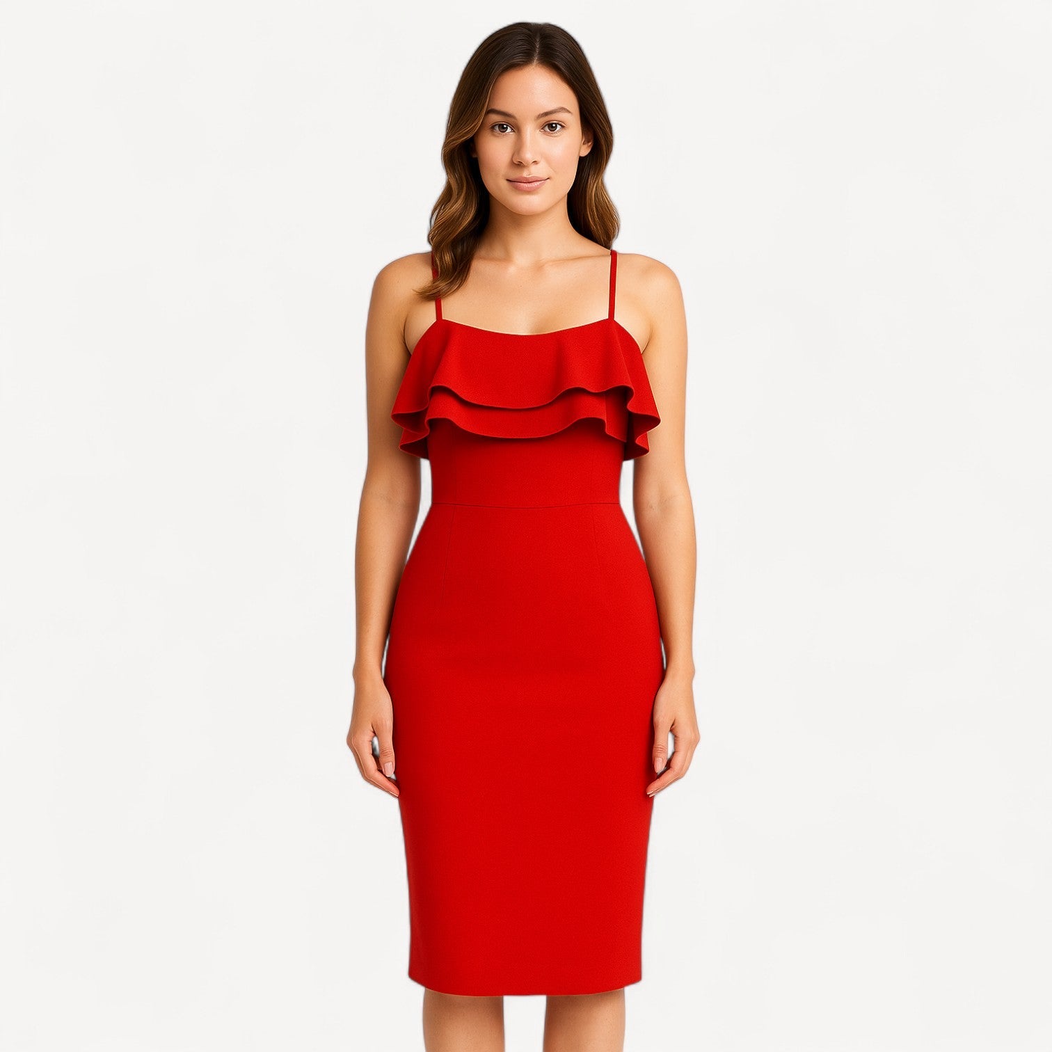 Ruffle Front Midi Dress