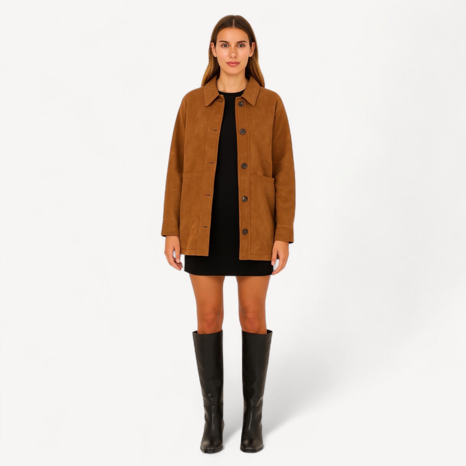 Oversized Camel Suede Jacket