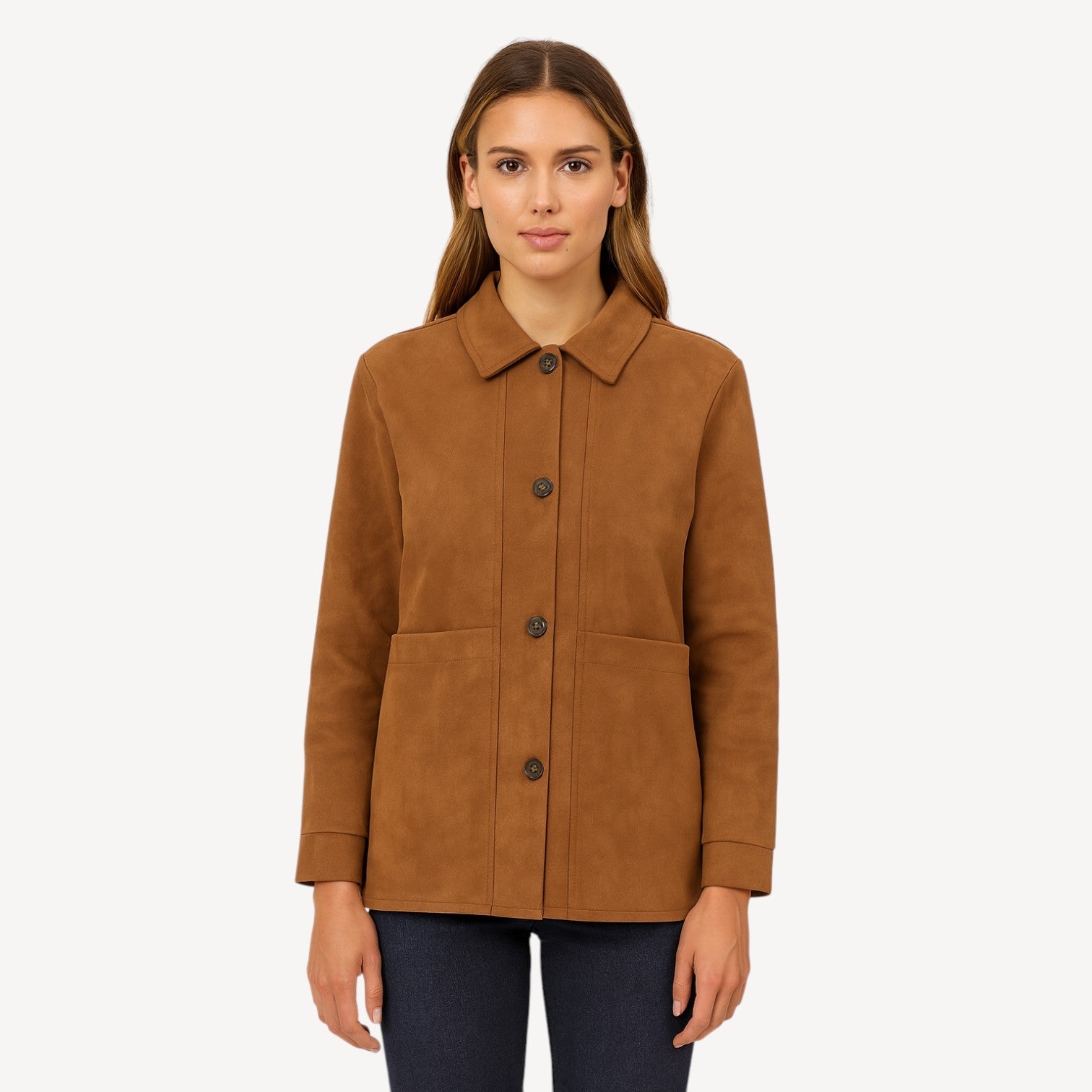 Brown Longline Suede Jacket