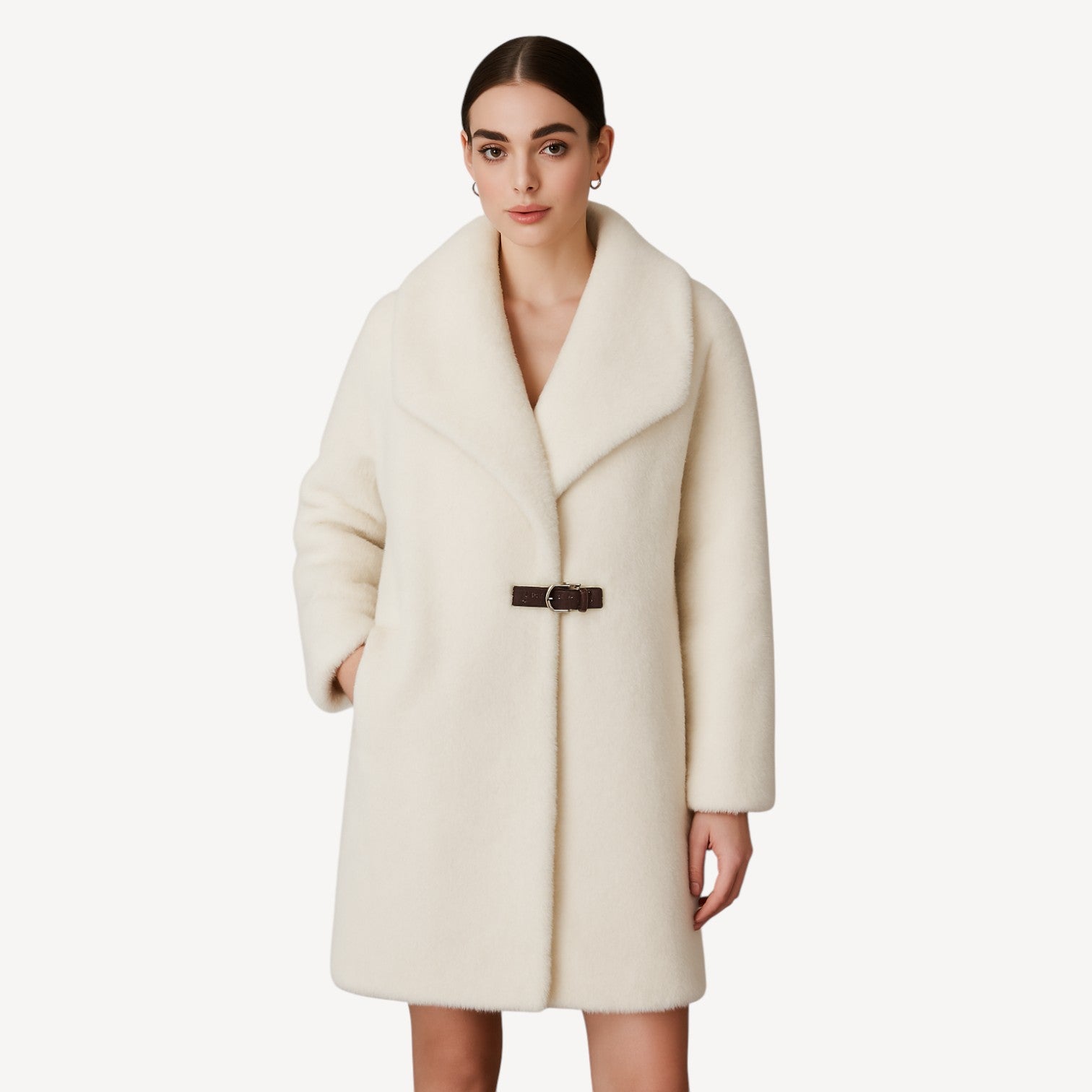 White Belted Faux Fur