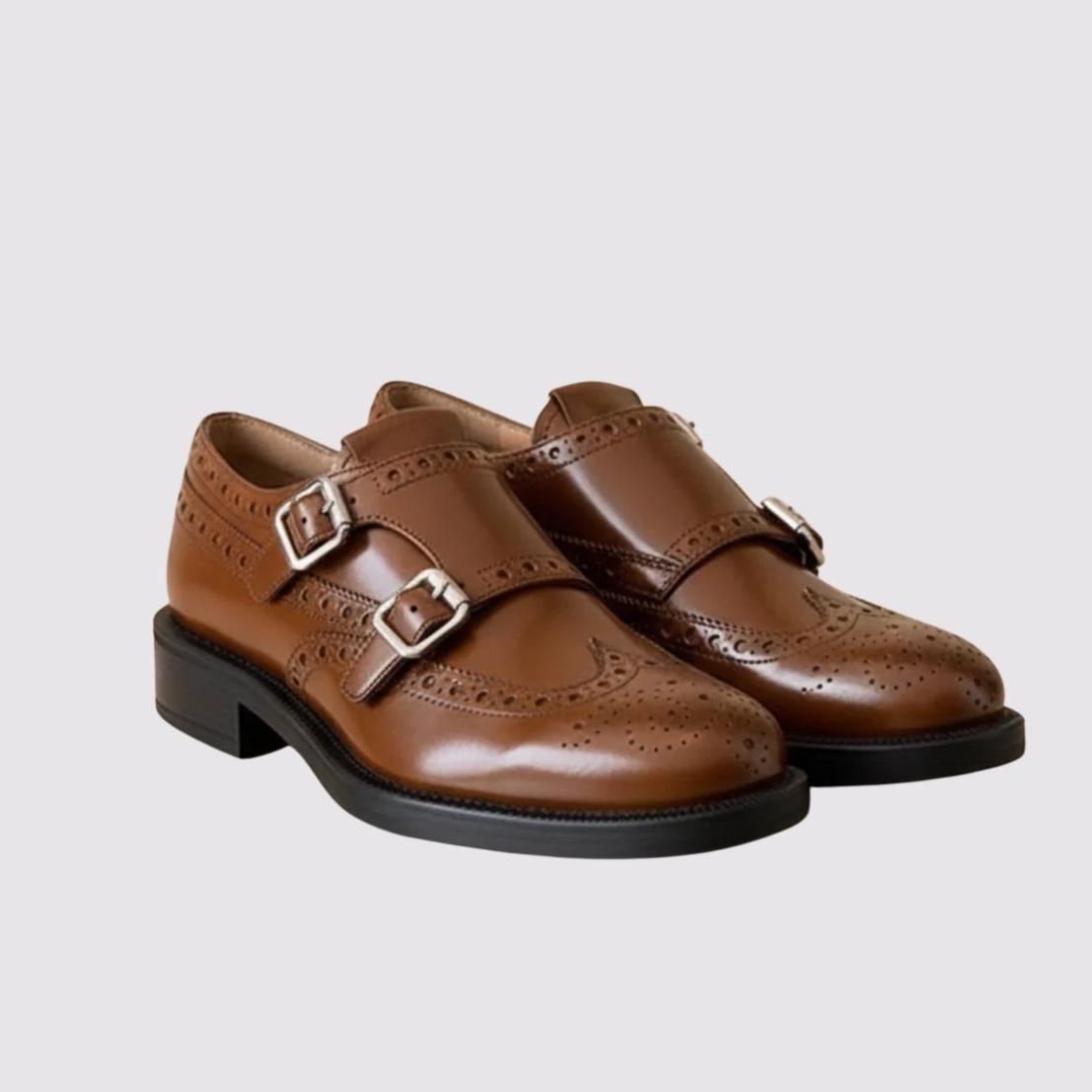 Margaux™ – Vintage Monk-Strap Brogue Shoes