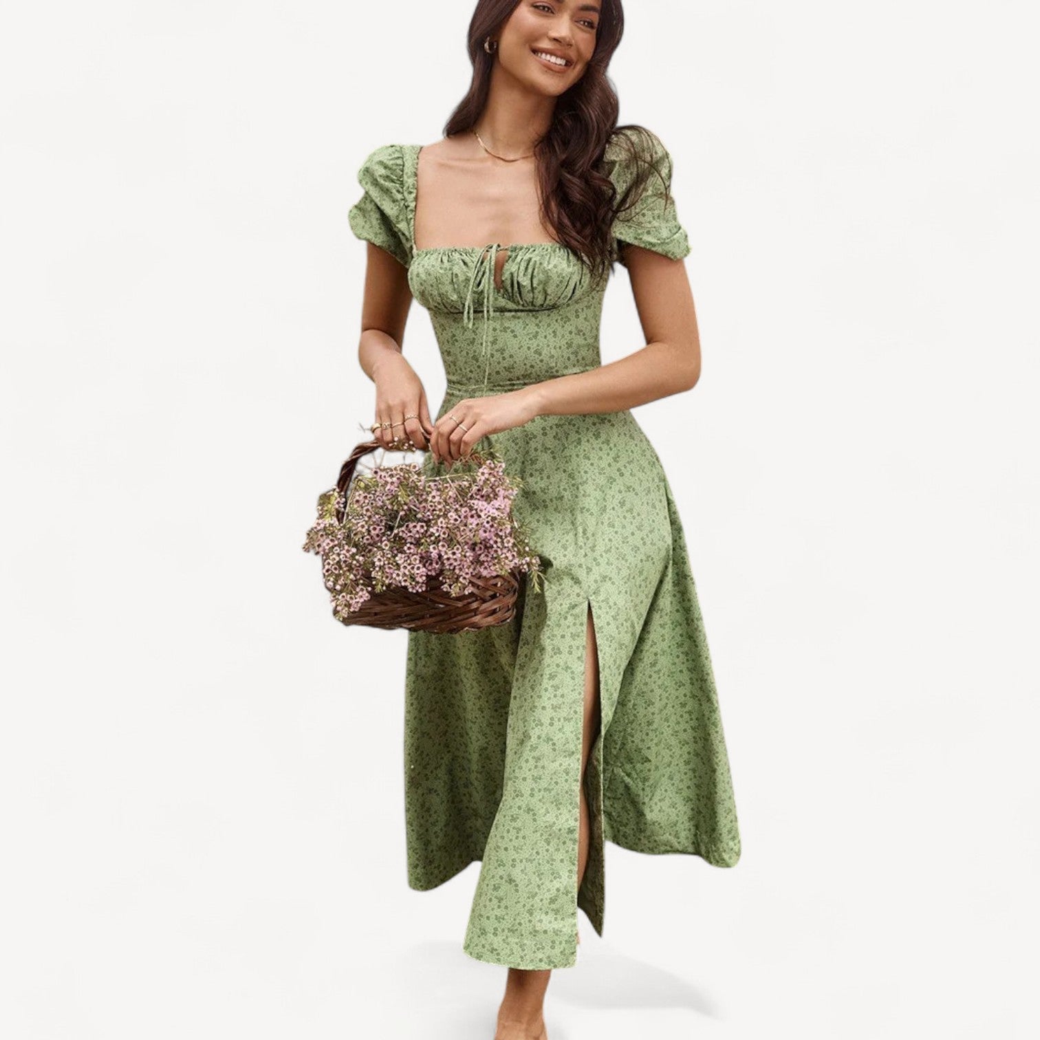 Puff Sleeve Midi Dress