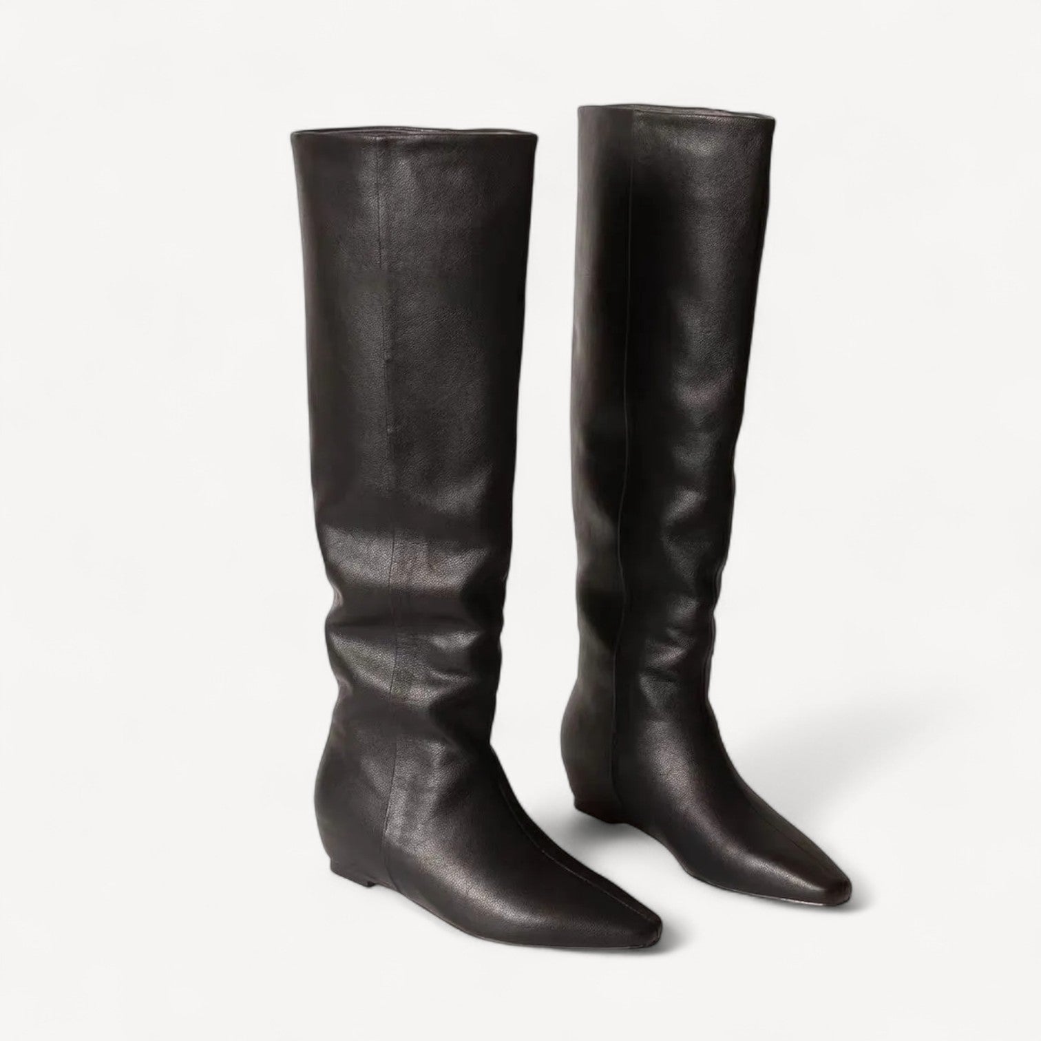 Flat Wedge Leather Boots