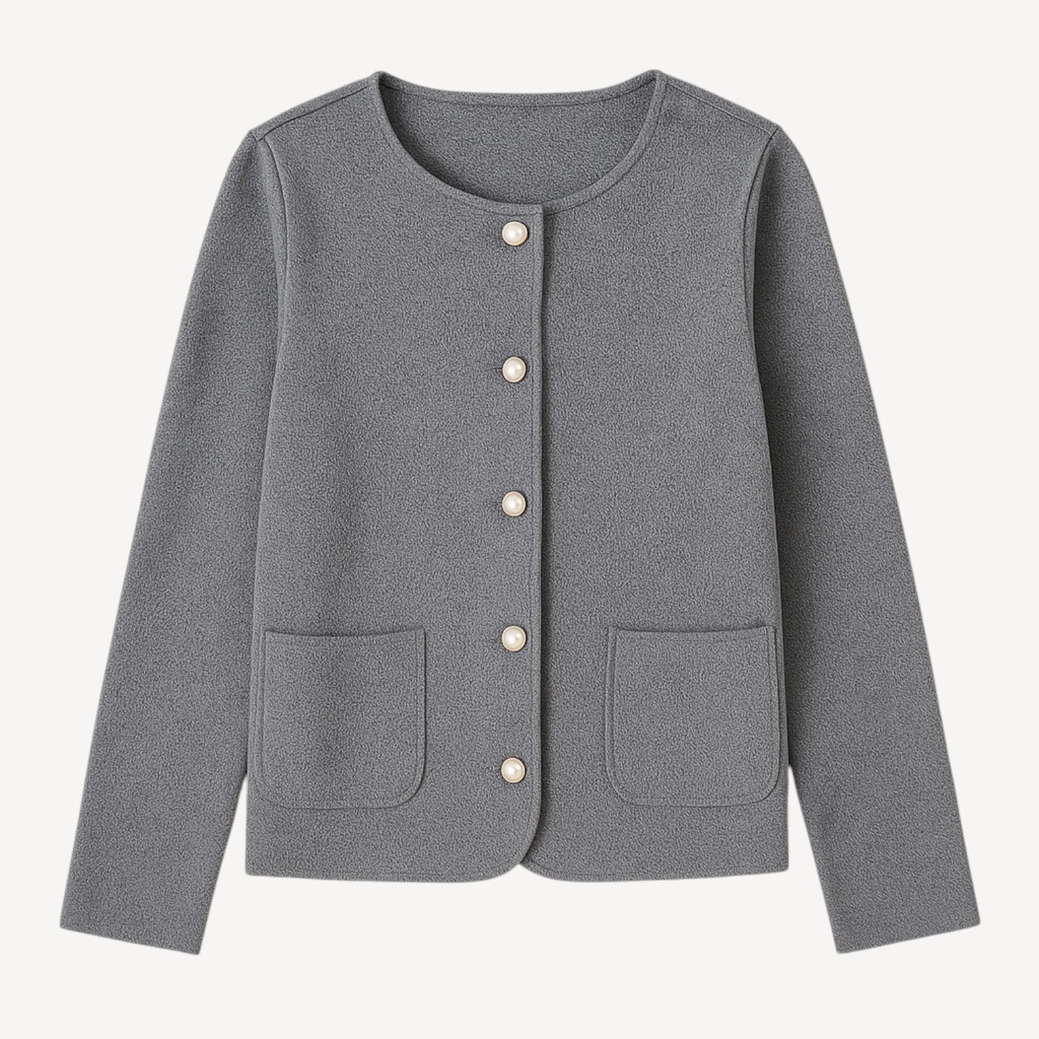 Grey Pearl Button Jacket