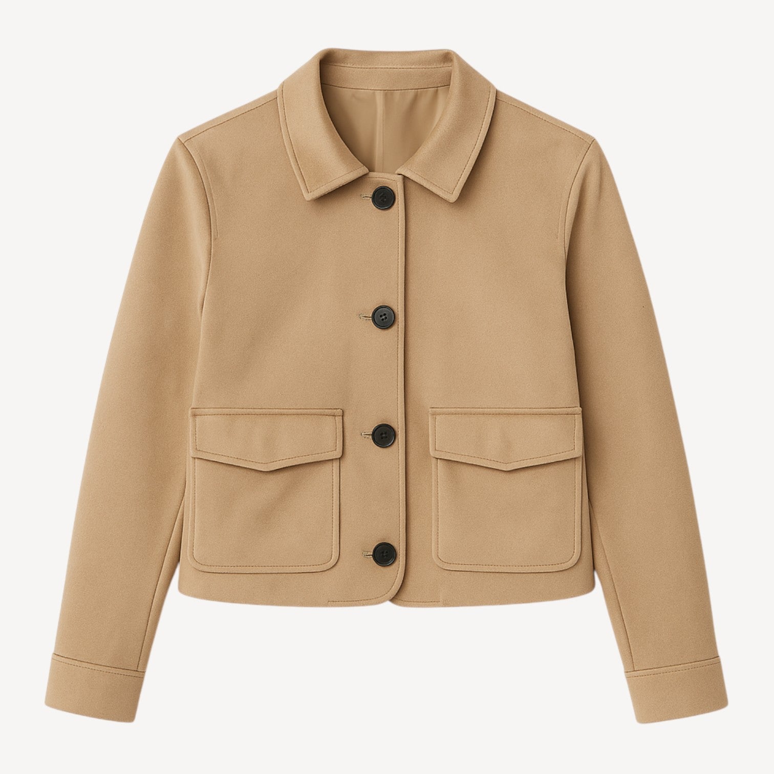 Beige Suede Flap Jacket