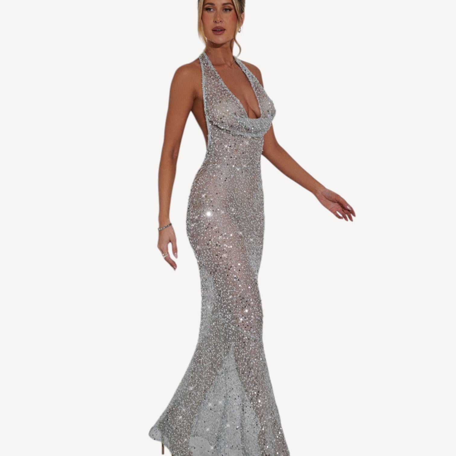 Halter Neck Sequin Dress