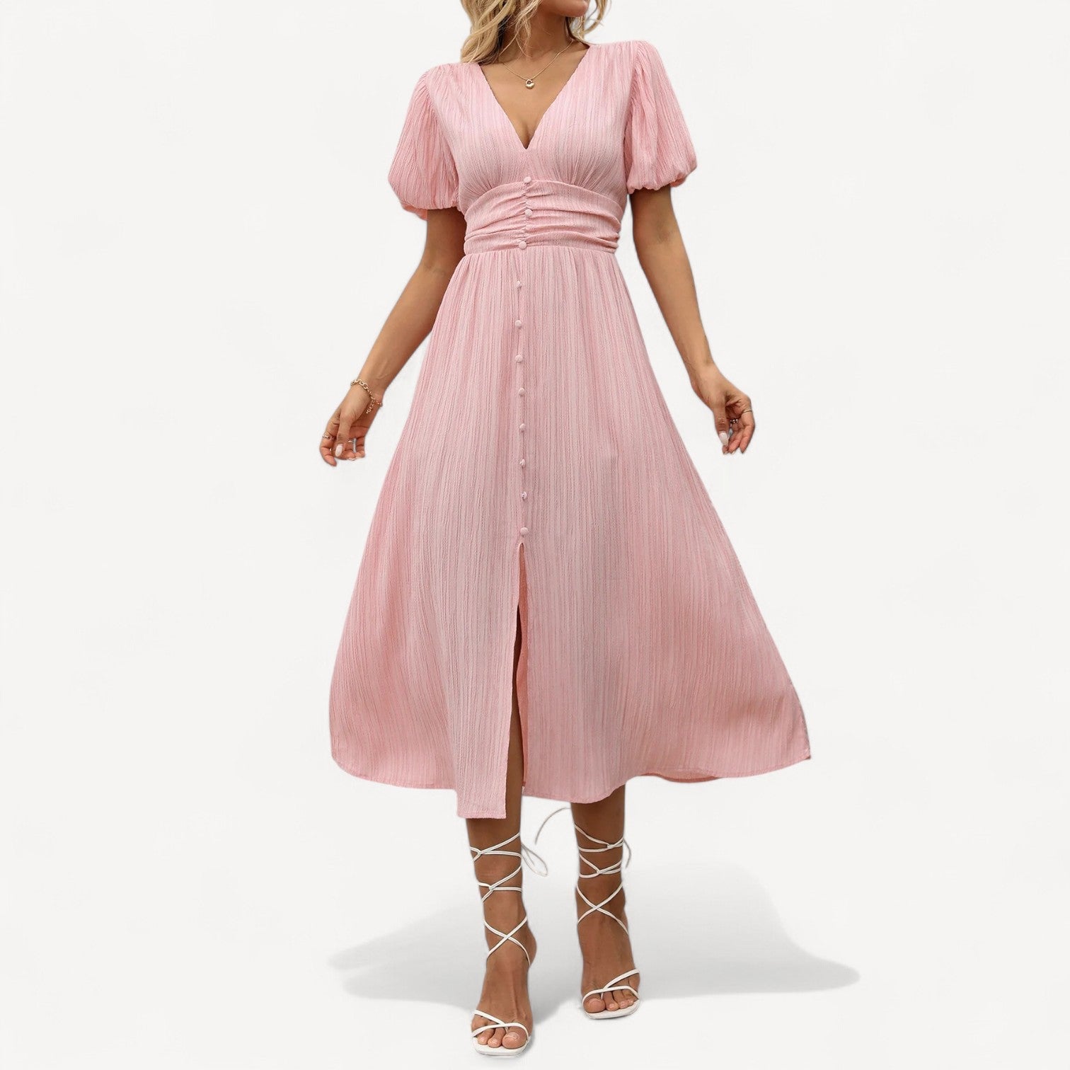 Puff Sleeve Midi Dress