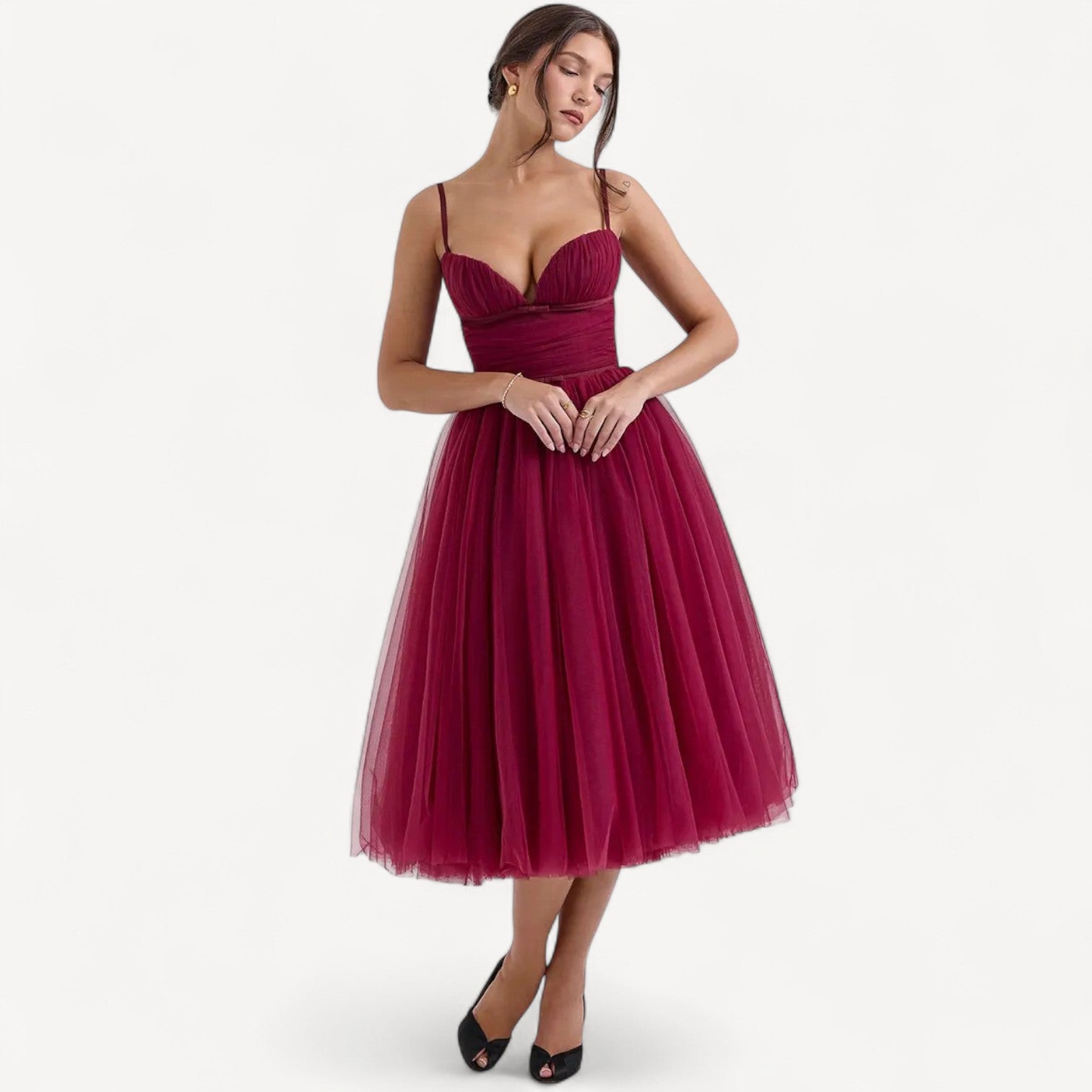 Elegant Tulle Midi Dress