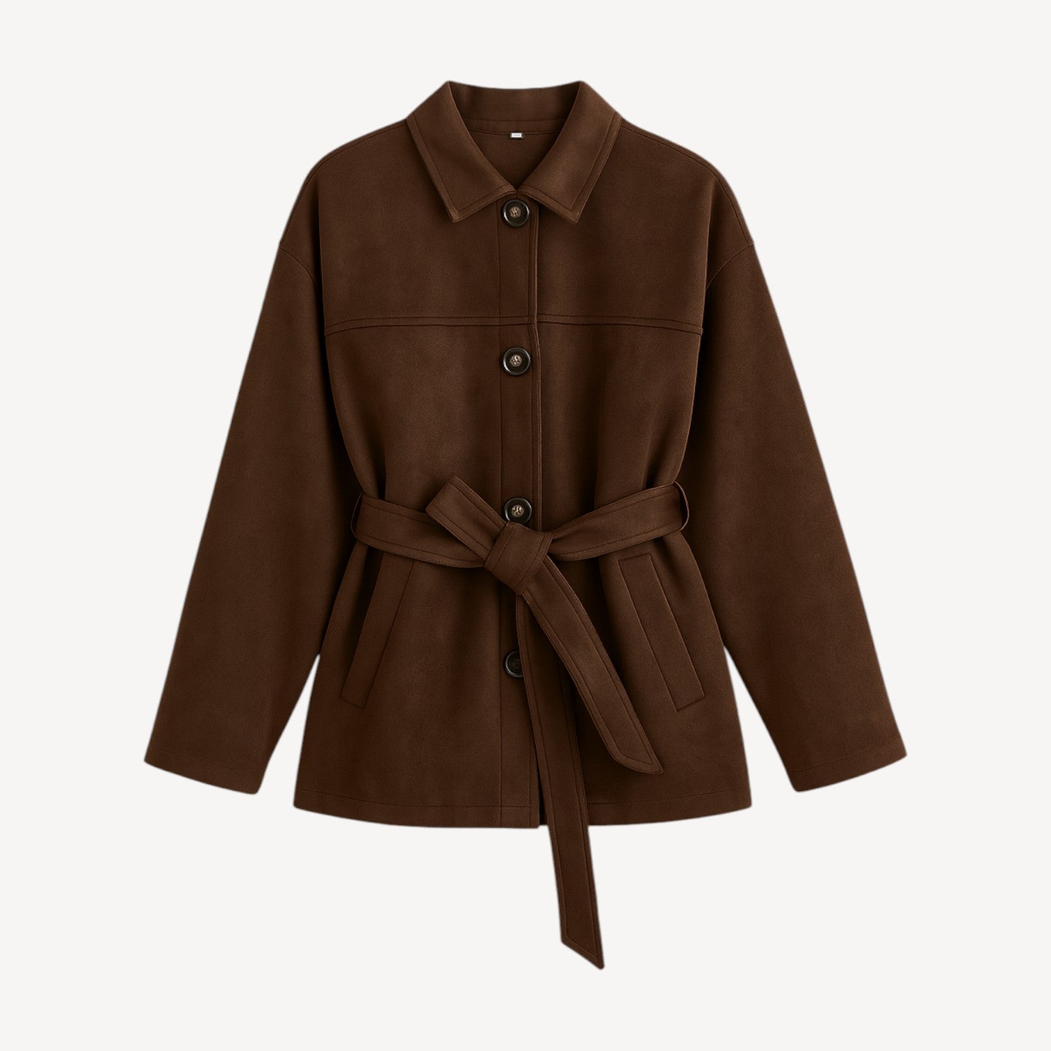 Dark Brown Belted Suede