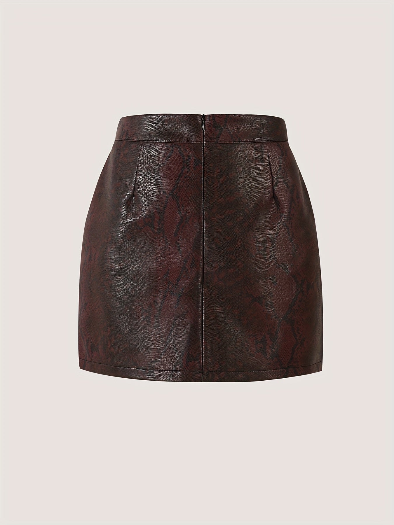 Arlena™ Snake-Pattern Leather Skirt