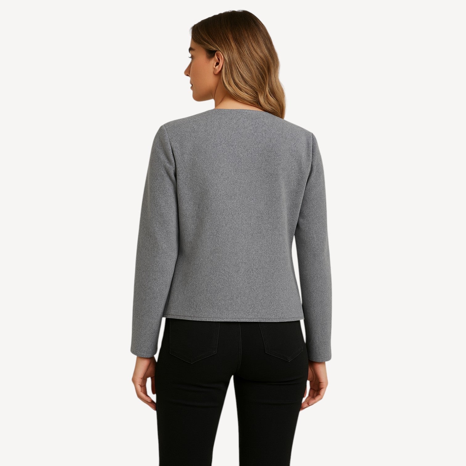 Grey Pearl Button Jacket