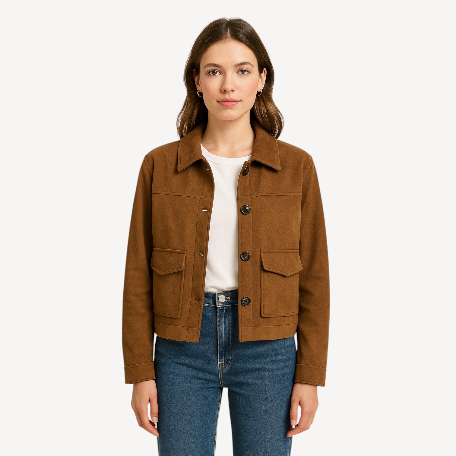 Button Front Suede Jacket