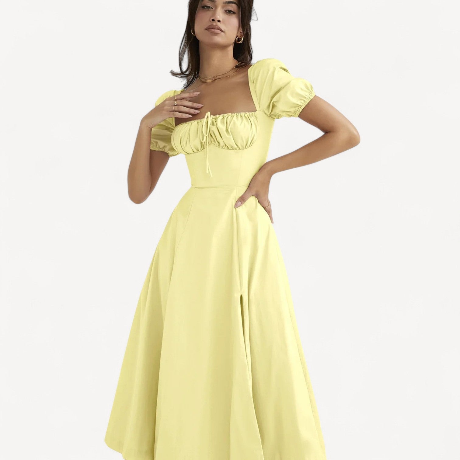 Puff Sleeve Midi Dress