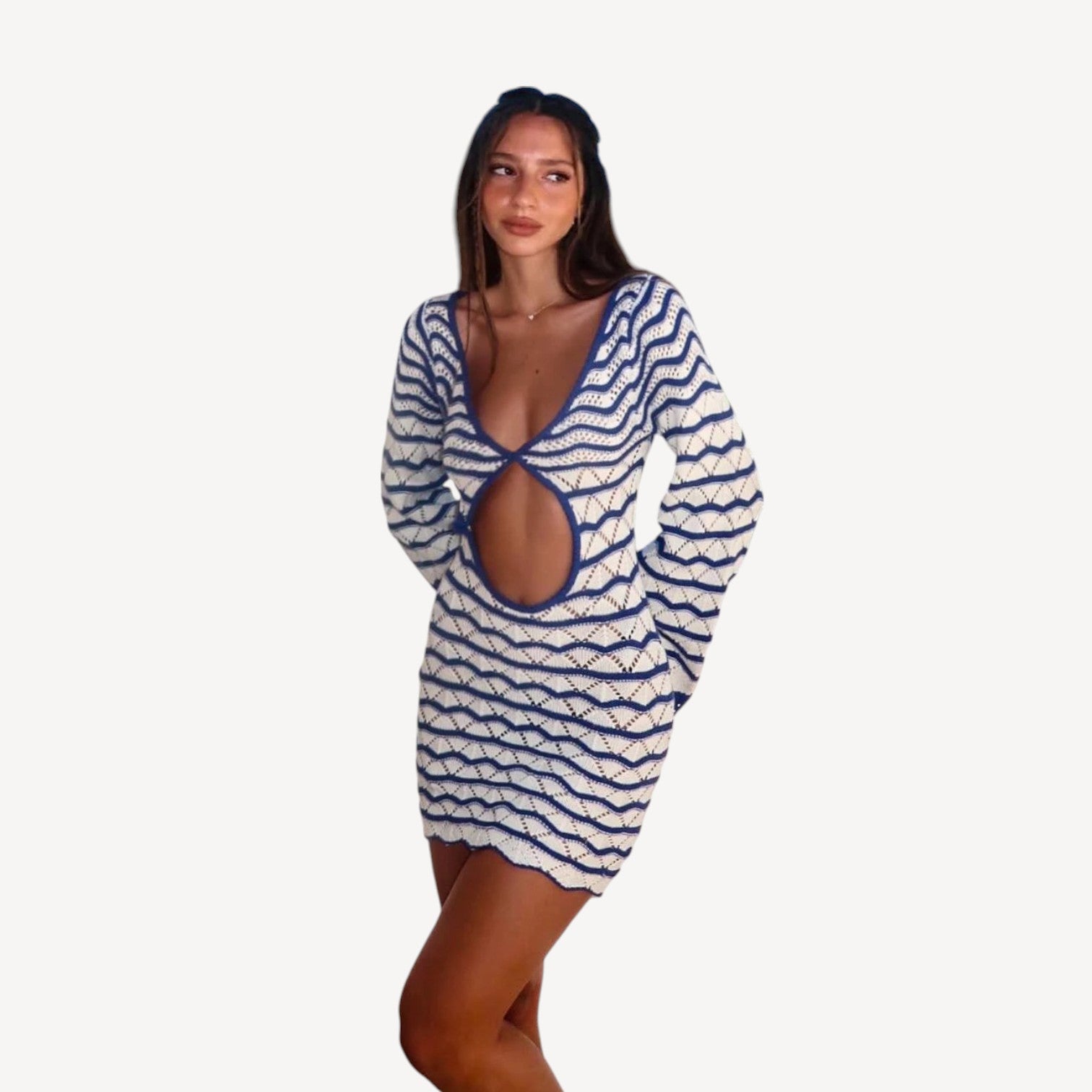 Blue White Crochet Dress