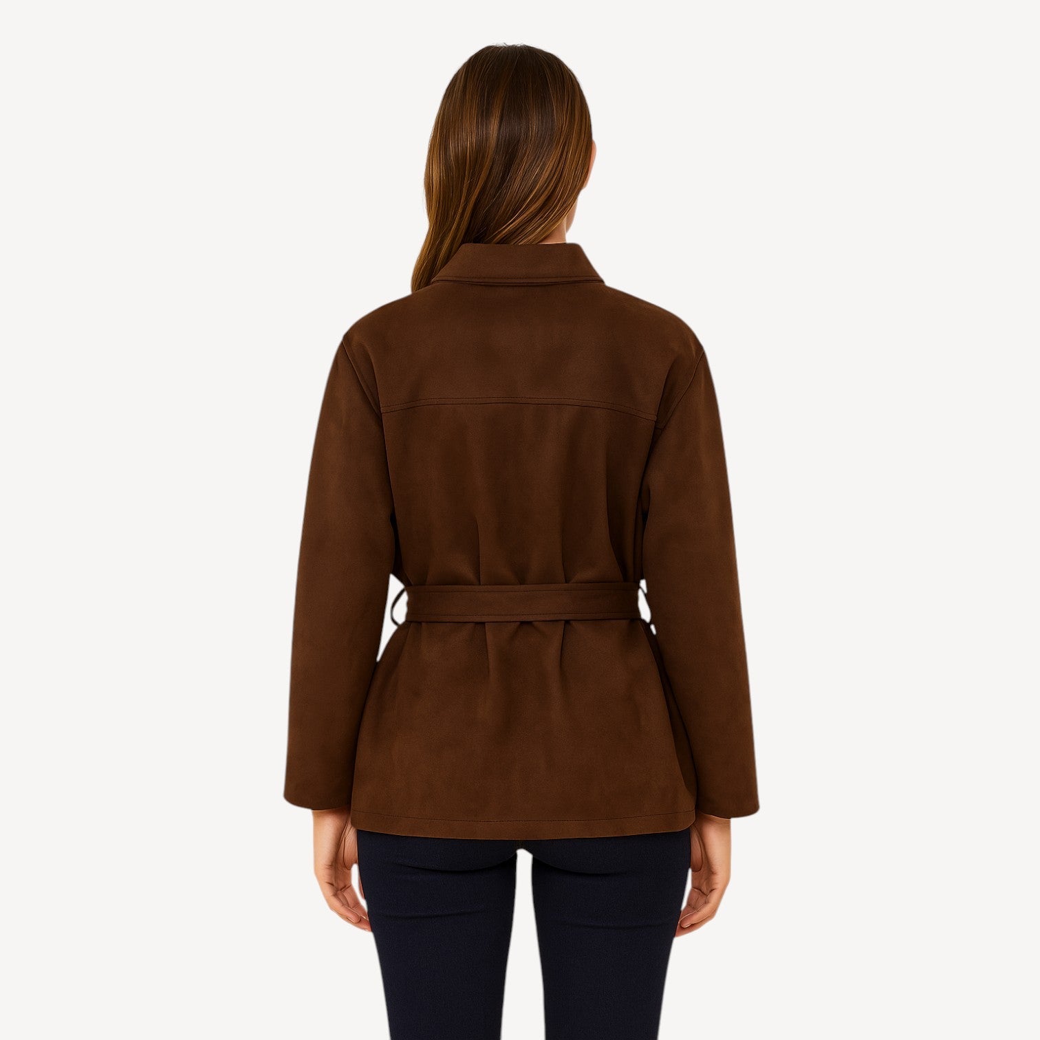 Dark Brown Belted Suede