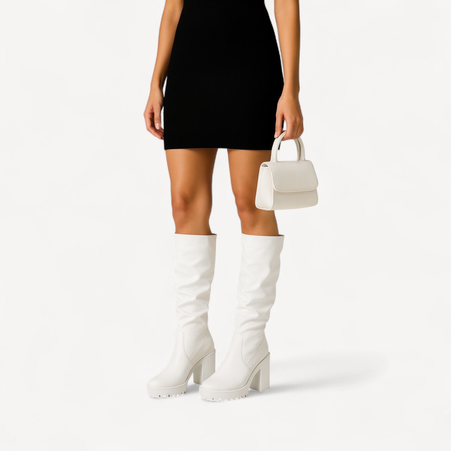 Chunky Heel Knee Boots