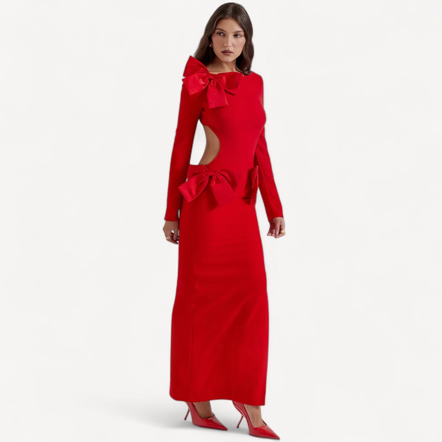 Red Bow Evening Dress