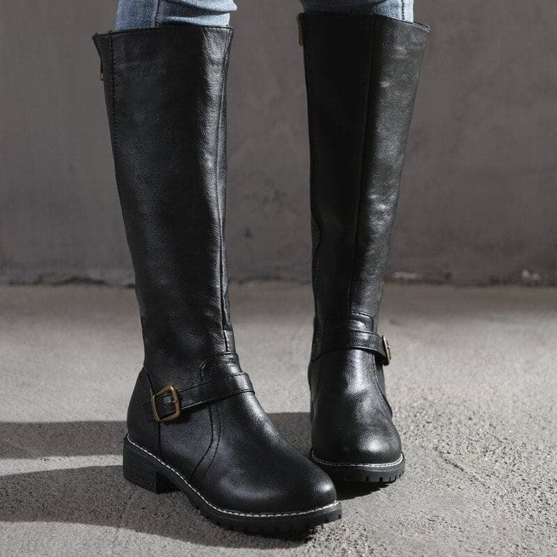 Elizabeth | Classic Buckle Knee-High Boots for Women