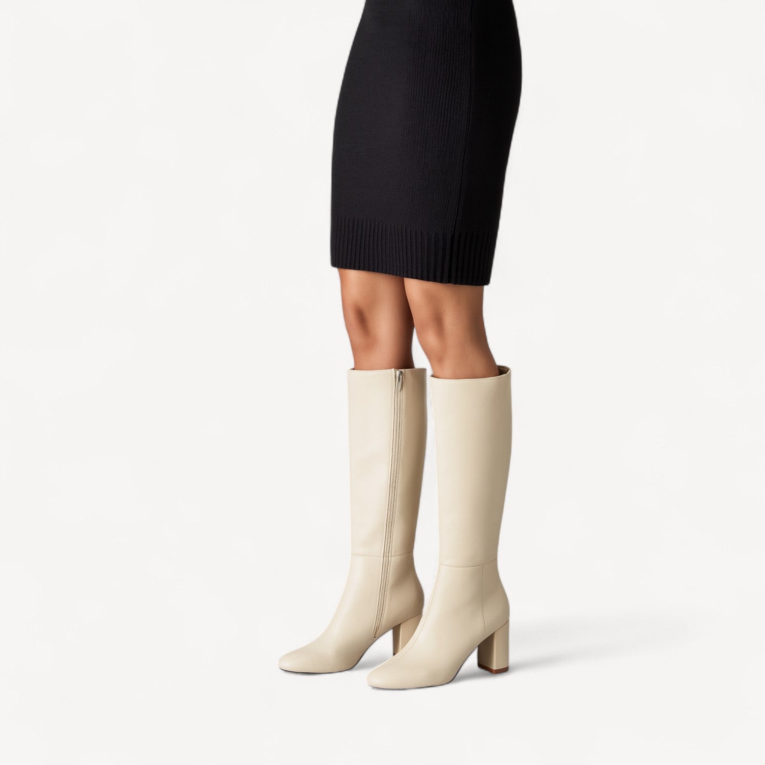 Side Zipper Leather Boots