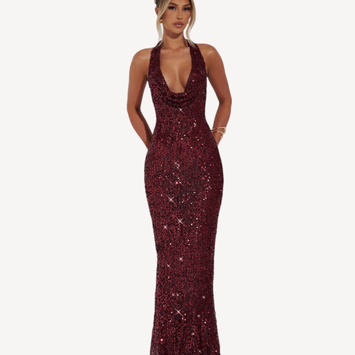 Halter Neck Sequin Dress