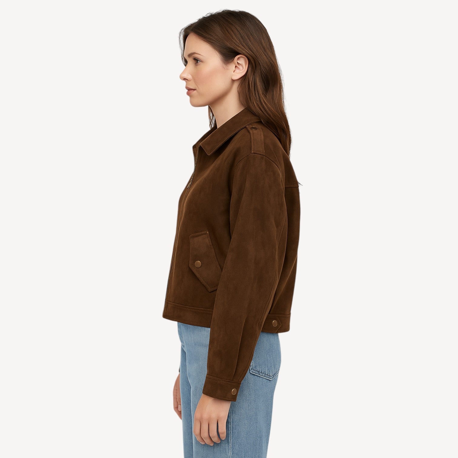 Brown Suede Zip Jacket
