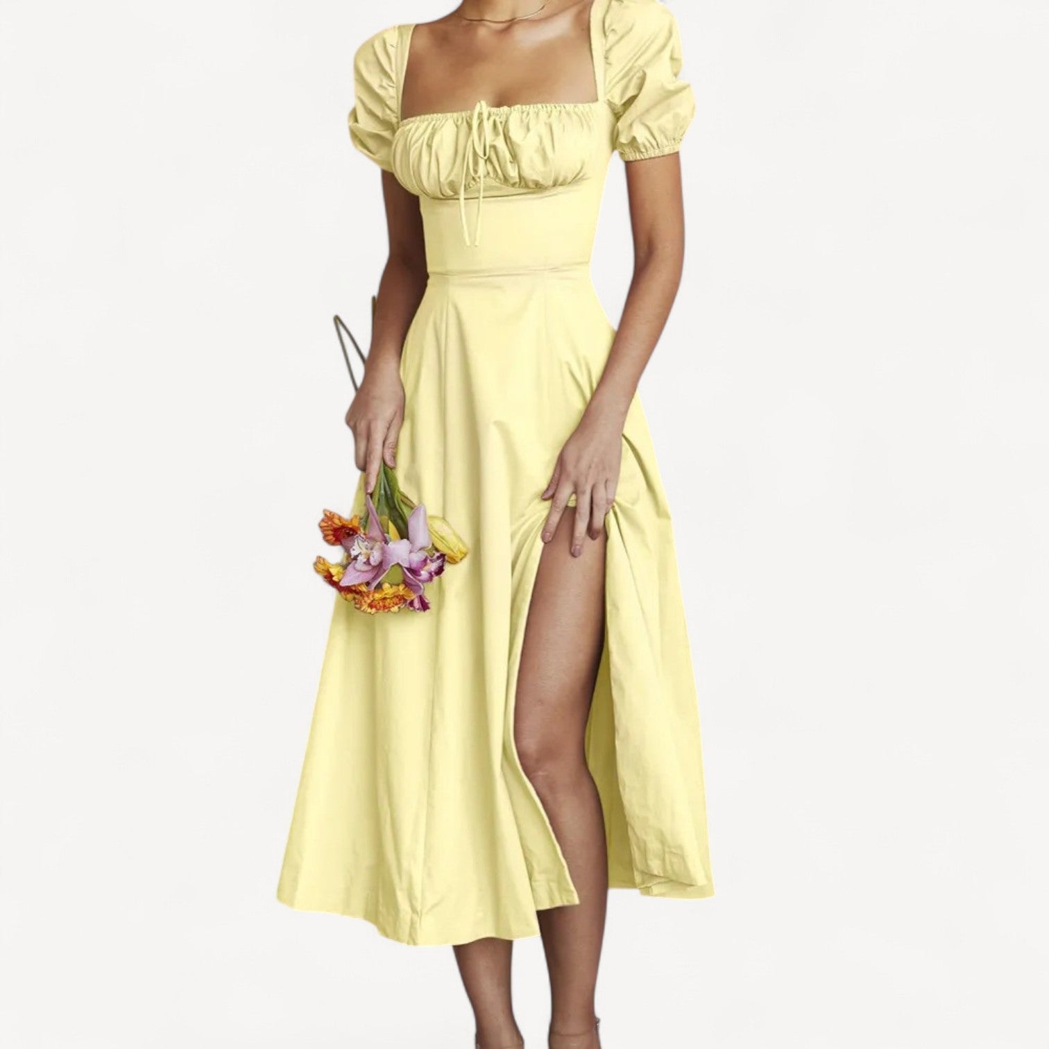 Puff Sleeve Midi Dress