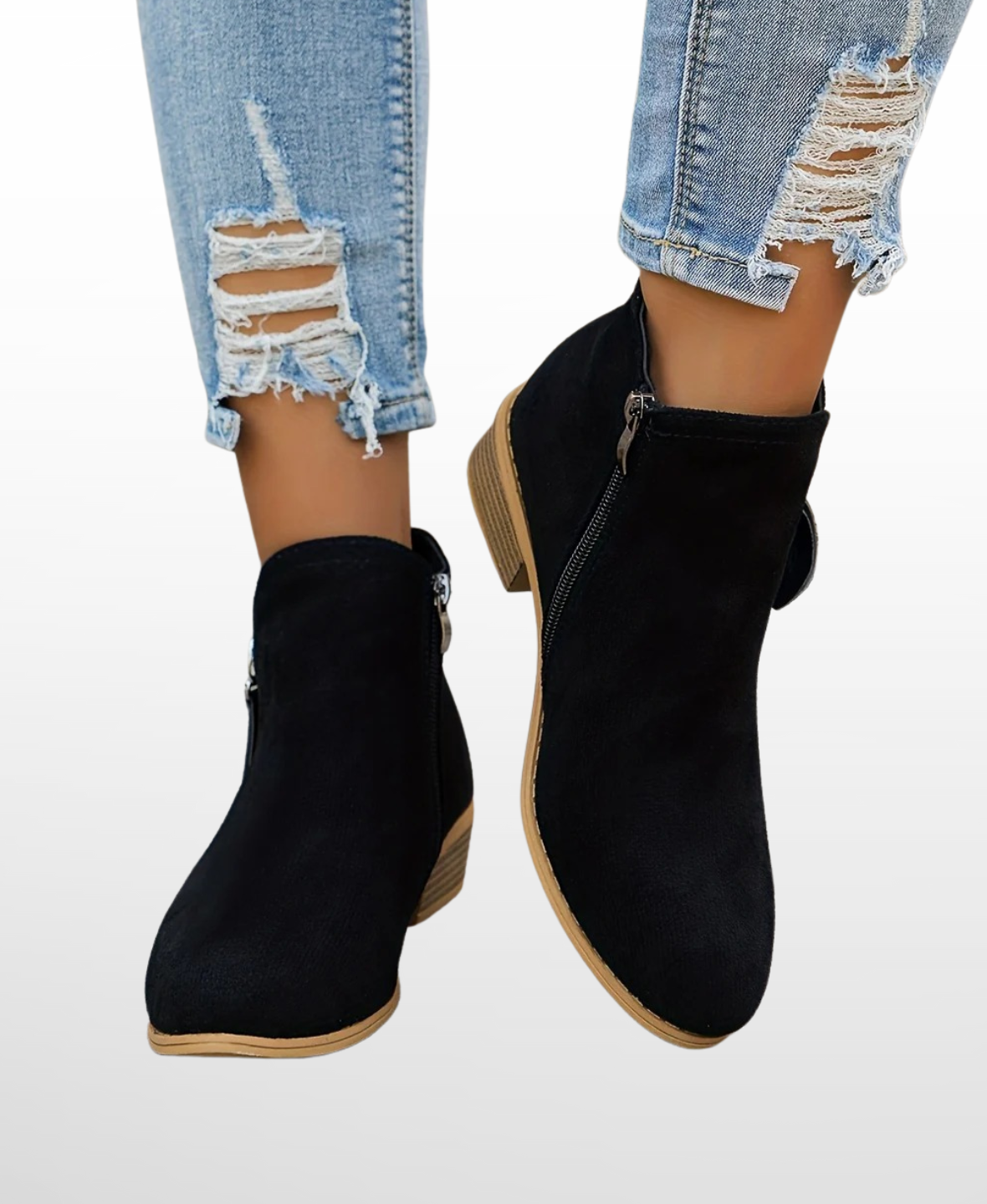 Women’s Mid-Heel Ankle Boots Side Zip