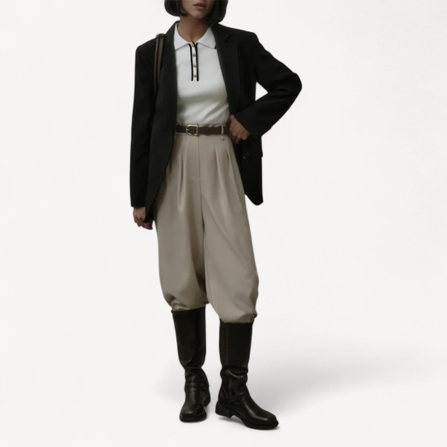 Ribbed Knit Polo Shirt