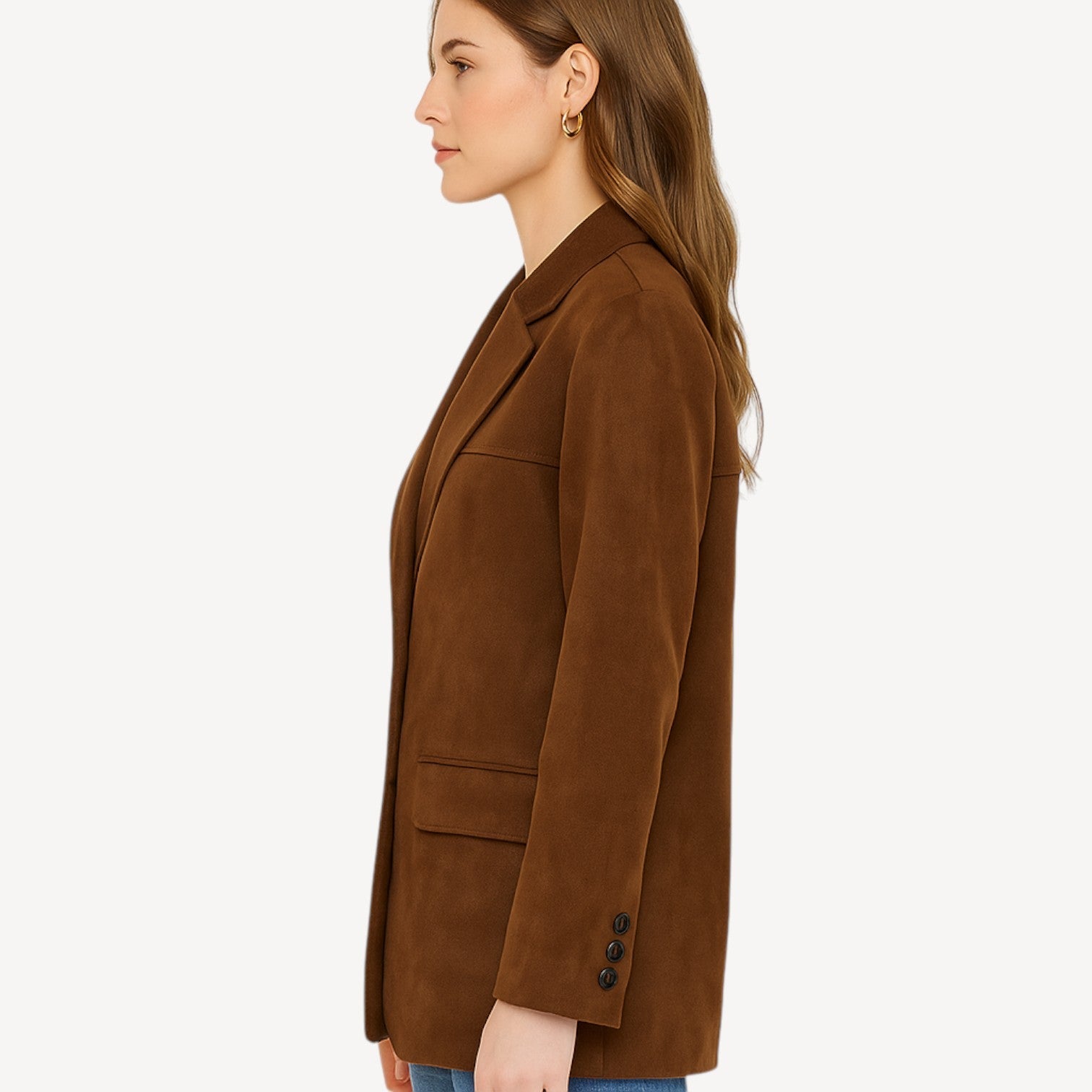 Oversized Brown Suede Blazer