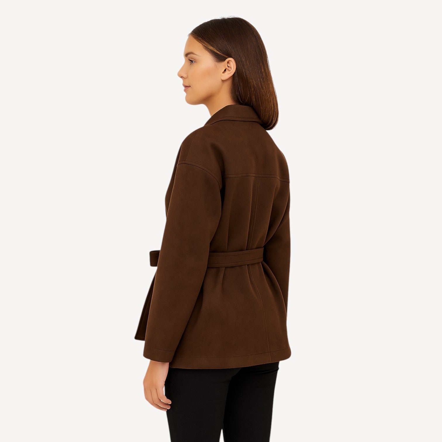 Dark Brown Belted Suede