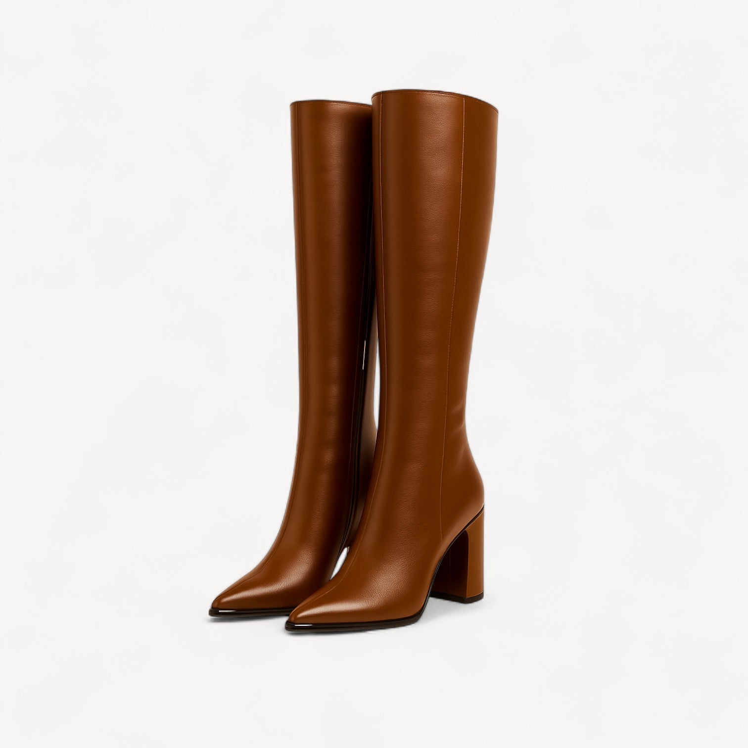 Block Heel Leather Boots