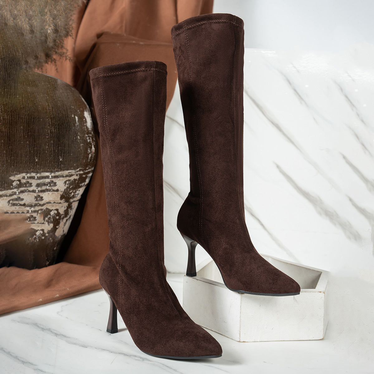 Celena™ Coffee High-Heel Boots