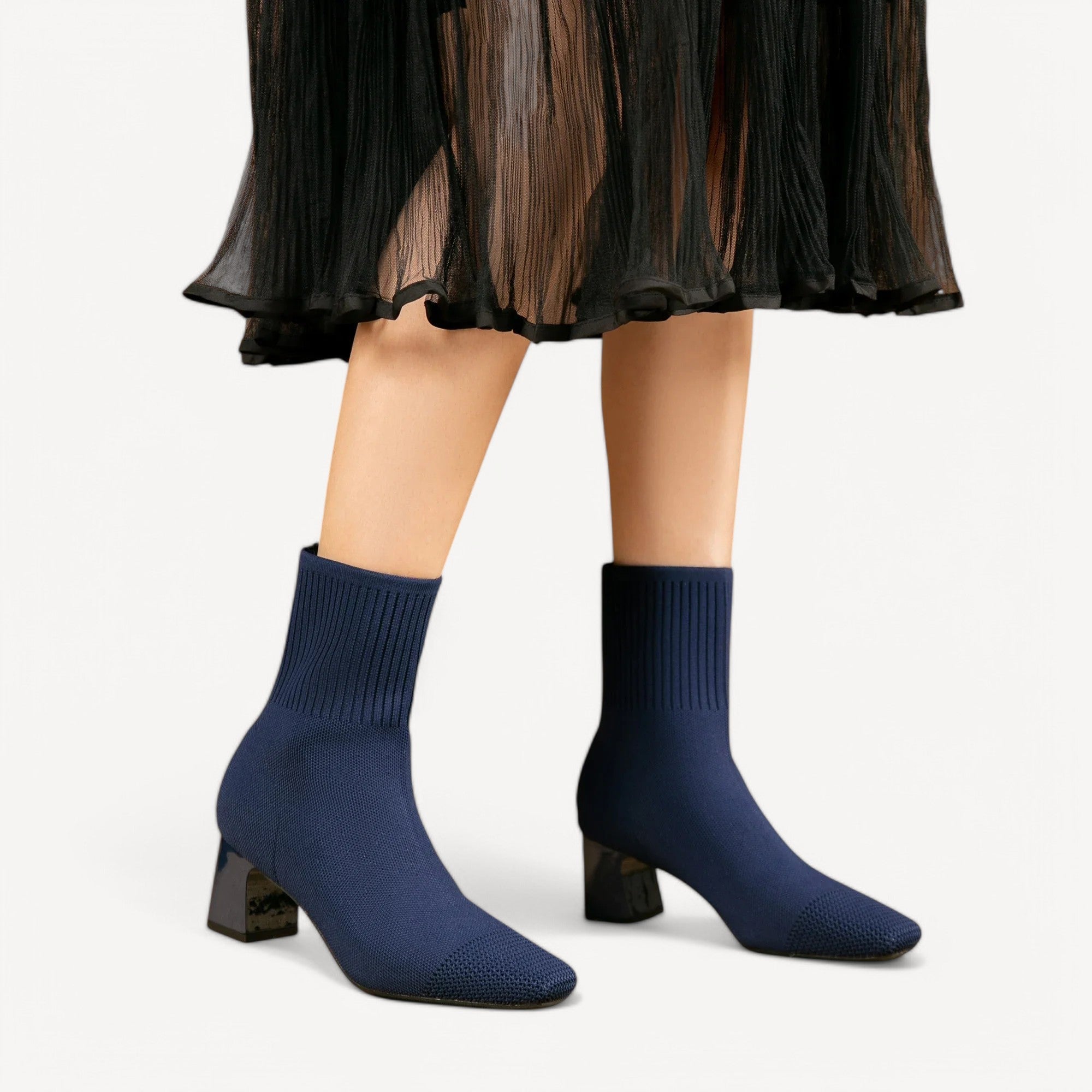 Knit Heeled Ankle Boots