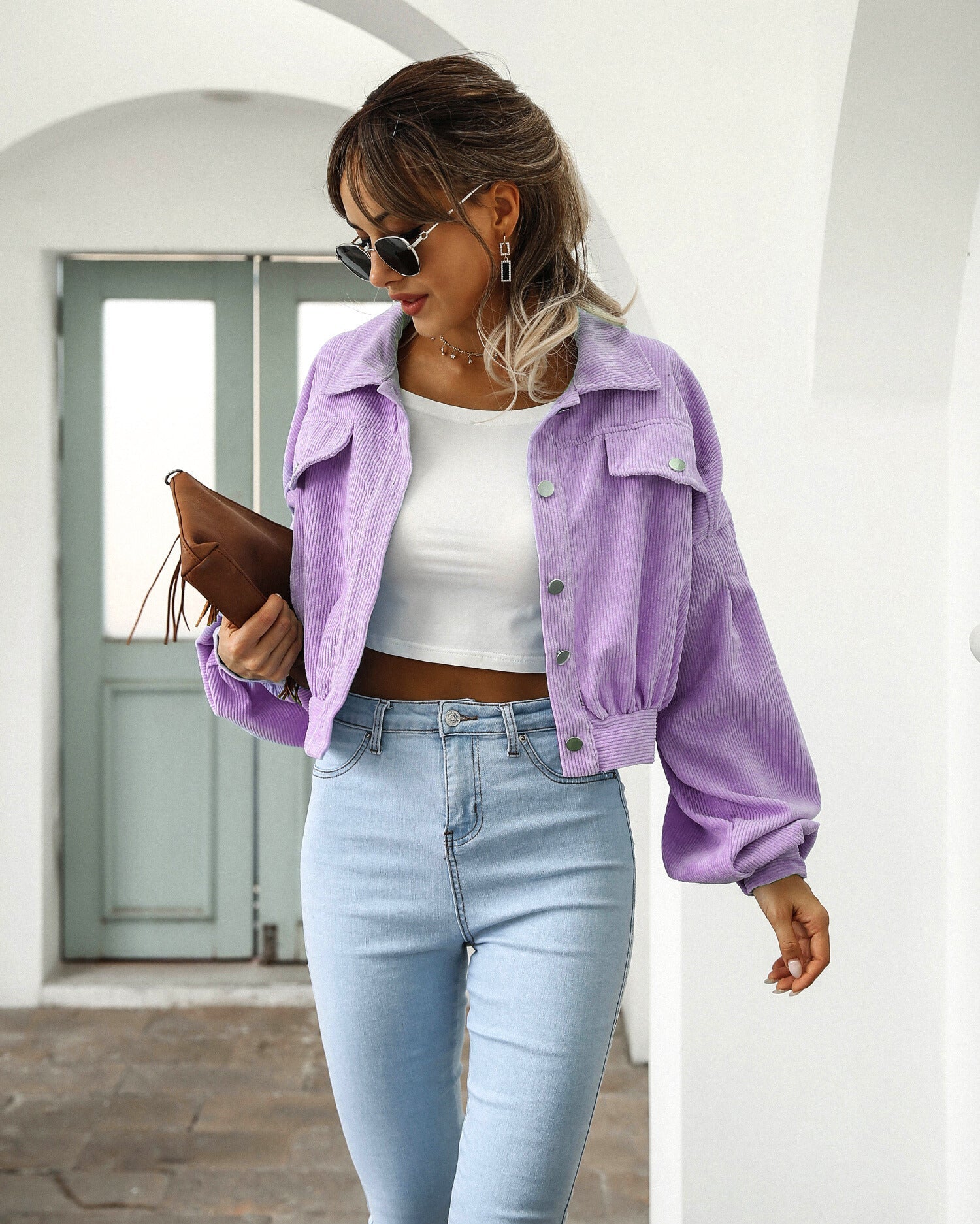 Cropped Corduroy Style Jacket