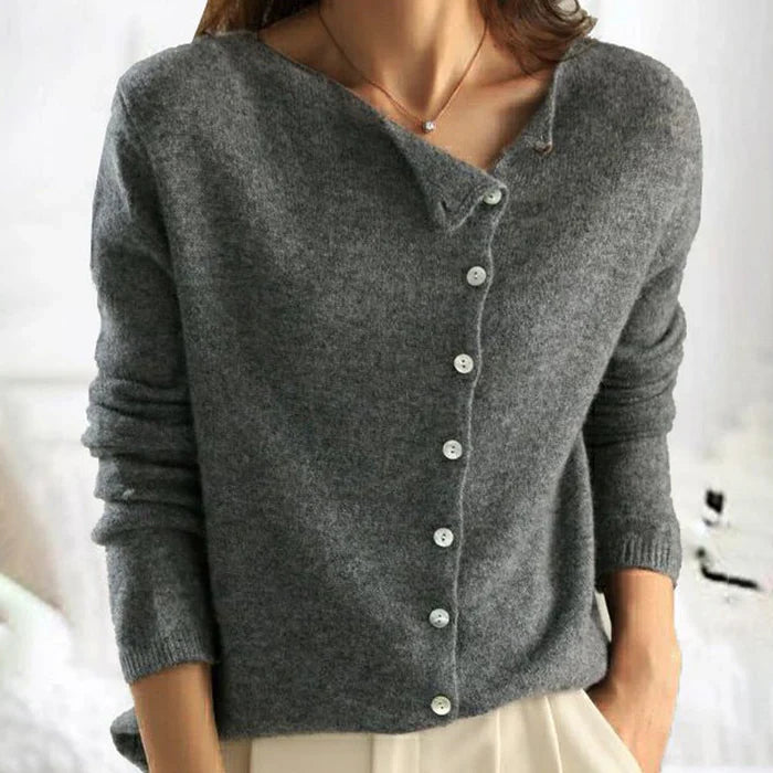 Asymmetric Button Knit Cardigan