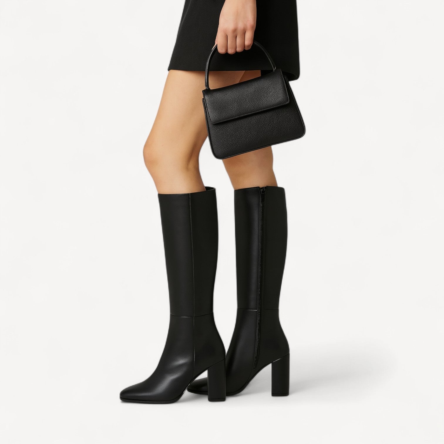 Davies | Women’s Knee High Leather Boots with Zipper