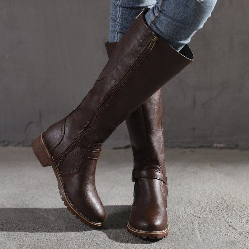 Elizabeth | Classic Buckle Knee-High Boots for Women