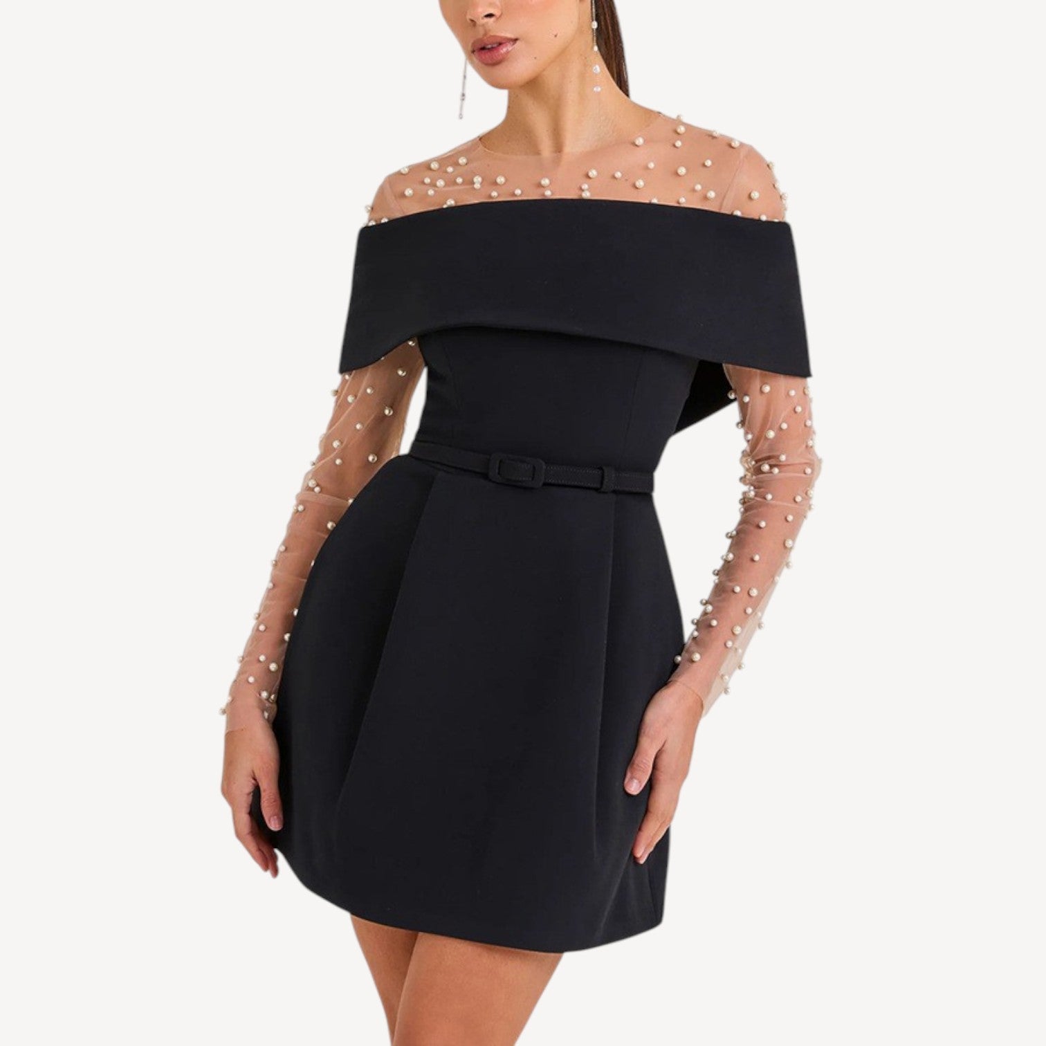 Off Shoulder Belted Mini