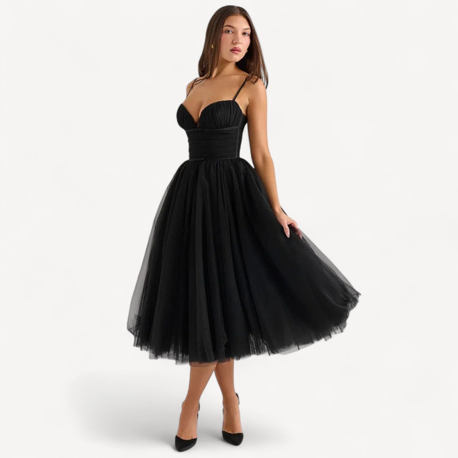 Elegant Tulle Midi Dress